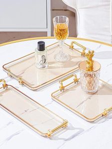 Khay Đựng Cốc Pha Trà Hình Chữ Nhật Sang Trọng Bằng Nhựa Dùng Trong Gia Đình Phòng Khách Đựng Trái Cây Cốc Cà Phê Bàn Ăn