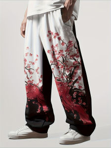 2026 Fashion New Cool Japanese Limited Edition Cherry Blossom Pattern Loose Outdoor Sports Street Harajuku Casual Pants