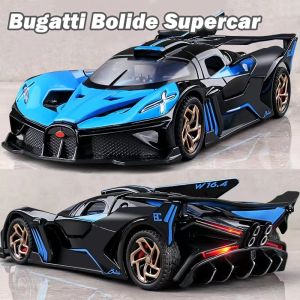 1:32 Bugatti Bolide Supercar Metal Alloy Toys Car Model Diecast Vehicle For Boys Kids Simulation Sound Light Effect Gift Hobbies