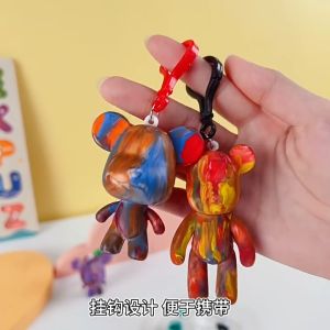 DIY Fluid Bear Keychain With Box Creative Color Gift Children