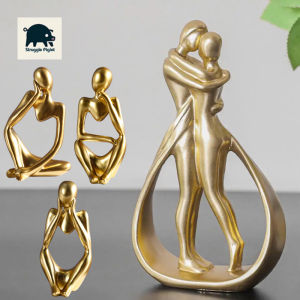 Hugging Couple Figurine Embracing Men Women Resin Statue Sculpture Home Office Wedding Party Anniversary Desktop Decoration