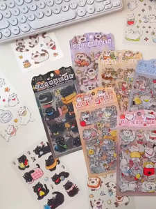 3 SETS Dán Mèo Đáng Yêu Hoạt Hình Sáng Tạo Miếng Dán Trẻ Em handmade Chất Liệu DIY Miếng Dán Nhà Hàng Ngày Tay Trang Trí Nhật Ký Miếng Dán