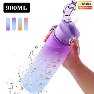 Sports Water Bottle 900ML Time Marker Leak Proof Motivational Cup Plastic Bottle for Outdoor Fitness Gym Running