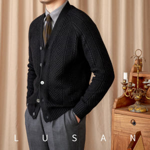 Áo Len Cardigan Jacquard Cổ Chữ V Dáng Ôm Tay Dài Phong Cách Vintage