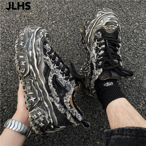 2025 New Mens Thick Bottom Dad Shoes Vintage Sport Casual Worn Color Rubber Sole Breathable Mesh Lined Heightening Board Shoes