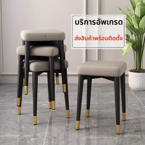 หนาขึ้น เก้าอี้สตูลทรงสูง ใช้ในร้านอาหาร ใช้ในบ้าน ทรงสี่เหลี่ยม พับได้ ใช้สำรอง ทันสมัย เรียบง่าย โครงสร้างโลหะ ไม่ต้องประกอบ