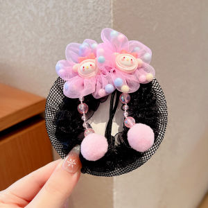 Princess Style Childrens Hair Accessories Ball Headwear Flower Net Hair Decorations Girls Sweet Style Ball Headband