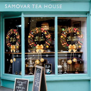 1 Piece 45Cm*60Cm Christmas Glass Sticker Christmas Garland Window Sticker Holiday Party Atmosphere Decoration Arrangement a Whole Sheet of Electrostatic Window Grilles