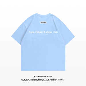 American Style Oversize Lazy Street Style Pure Cotton Short Sleeve T-Shirt Women Summer Personality Letter Milk Blue Top Trendy