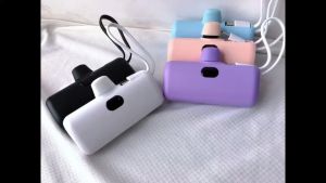 6000mAh 2 in1 Mini Portable Power Bank with Built-in Cable and Type-C and iPh Port Power banks