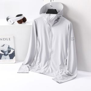 ROMON | Lormen Mens Ice Silk UV Protection Clothing Summer Thin Casual Sport Skin Coat Trendy Low Light Long Sleeve Loose Fit Fashion City Style