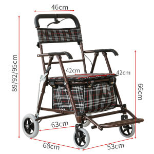 Easy-To-Use Foldable Senior Shopping Cart with Adjustable Height Handles Four-Wheel Mobility Seat-Optional No Installation Required