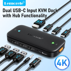 Lemorele | Lemorele USB-C KVM Switch 2 in 5 Out 4K 60Hz USB-C Switcher PD 100W for PS5 PC Laptop Monitor Projector Keyboard Mouse Docking