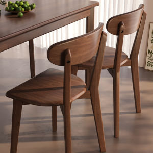 For Home Solid Wood Dining-Table Chair Accessible Luxury Classy Desk Chair Internet Celebrity Backrest Living Room Dining Casual Walnut Chair