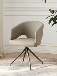 Modern Minimalist Italian Style Dining Chair Leather Backrest Armchair 180 Degree Rotation Luxury Home Furniture Restaurant