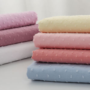 100% Cotton Cute Small Jacquard Dot Swiss Woven Fabric for Sewing Girl Dress Summer Shirt Solid Color 55" Wide Fabric 50x140cm W300072