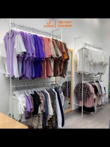 VNS-003 Xào Khung Sắt Treo Quần Áo Váy Đầm Bắn Tường 1 Tầng 2 Tầng. Giá Kê Treo Đồ 1 2 Tầng.