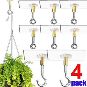 4/12Pcs Traceless Ceiling Hooks / Plant Flower Pot Hanging Bracket / Home Garden Storage Tools / Self-adhesive Wall Mounted Hooks