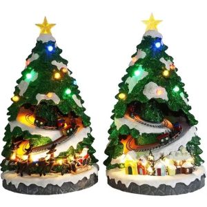 Christmas Decoration Carousel Music Box Christmas Tree With Turning Christmas village