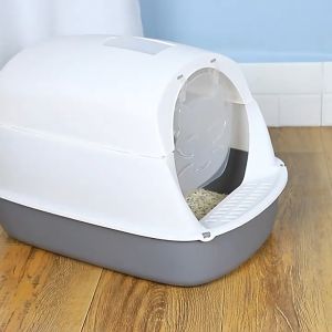Tempat kotak bak pasir kucing dewasa ukuran jumbo tertutup sepenuhnya pintu otomatis free sekop