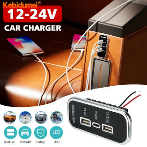 Kebidumei 3 Ports 35.5W PD Type-C 2.1A 1A USB Car Charger Socket 12/24V for Motorcycle Auto Truck ATV Boat RV Bus Power Adapter Outlet