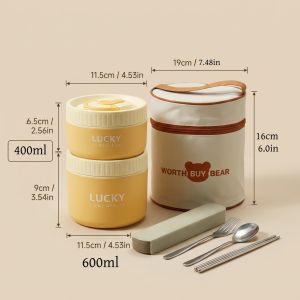 WORTHBUY | Hộp Cơm Giữ Nhiệt Bằng Thép Không Gỉ 304 Có Tay Cầm An Toàn Với Lò Vi Sóng Hộp Cơm Trưa Cách Nhiệt Hộp Đựng Thức Ăn Cho Trẻ Em & Người Lớn