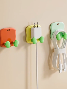 6Pcs Power Plug Holders Strong Adhesive Fixing Holder Plug Power Cord Storage Hooks Punch-free Adhesive Wall Hook