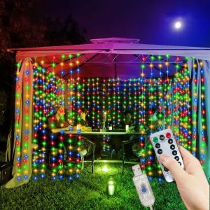 8 Mode USB Curtain Light Party Holiday Home Decoration Wedding Christmas Outdoor LED Garland Fairy Light Garden Light String 6M