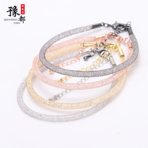 Metal Ribbon Bracelet Necklace with Pearl Pendant DIY Sweater Chain Hollow Tube Soft Strap Yudu Brand Fashion Jewelry