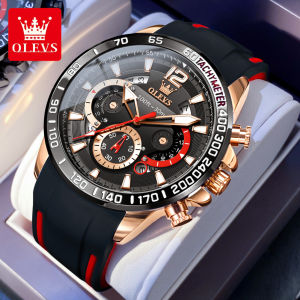 OLEVS Watch for Men Original Branded Waterproof Trendy Cool Korean Style Chronograph Calendar Luminous Comfortable Silicone Strap