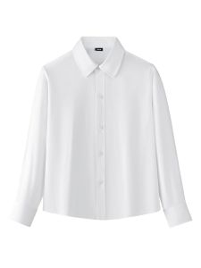 2026 Trendy Boys long-sleeved single piece white shirt formal occasion dignified and simple handsome square-neck shirt 4-10Y