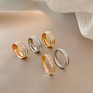Titanium Steel Ring for Women Full Sky Star Design Couple Rings Full Diamond Non-fading Trendy Cold Style Index Finger Ring