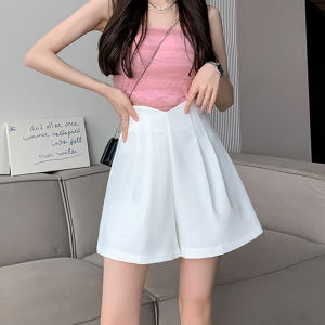 High Waist A-Line Wide Leg Pants Womens Pink Suit Short Casual Trousers Korean Style Commute Summer Fashion Trend