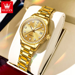 OLEVS Genuine Automatic Watch For Women 100% Original Waterproof Luxury Diamond Import Mechanical Movement Business Fashion Sapphire Mirror Luminous Calendar