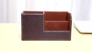 PU Leather Desktop Pen Holder Stationery Holder Pencil Cosmetics Organizer for Desk Office School Storage Accessories