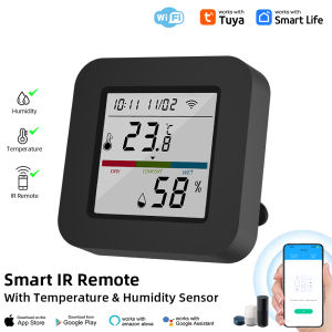 Cảm Biến Nhiệt Độ Và Độ Ẩm Thông Minh Tuya WiFi Với Điều Khiển Từ Xa Đa Năng Hồng Ngoại Hoạt Động Với Alexa Google Home Qua Ứng Dụng Smart Life