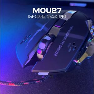 【OLYPS】Wired Mouse Mechanical Gaming RGB Optical 800-3200DPI Kursor Akurat For PC Laptop - Mou28-Hitam