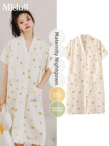 MIDULI | Nursing Dress for Pregnancy Thin Short Sleeve Summer Sleepwear
