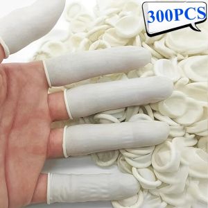 อุปกรณ์ปกป้องปลายนิ้วมือที่สวมนิ้วสีขาวปลอกเล็บกันลื่น Peralatan Seni Kuku ที่รัดฝ่ามือที่สวมนิ้วป้องกันไฟฟ้าสถิตย์300ชิ้น