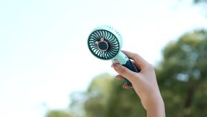 BUY 1 TAKE 1 2 In 1 Mini Electric Fan Portable Handheld USB Rechargeable Cooling Desk Fan With Mobile Phone Stand Function