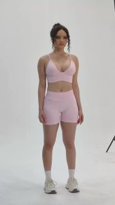 2PCS Summer Sports Yoga Set for Woman Nylon Breathable Hip-lifting Fitness Shorts Backless Chest Pad Yoga Bra with Chest Pad
