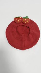 2026 New Spring Red Knit Cap Toddler Baby Girls Knitted Beret Hat Adorable Strawberry Fashion Warm Soft Outdoor Kids Headwear