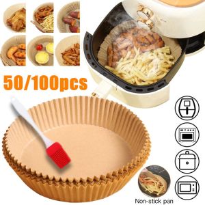 50/100/200/300PCS Air Fryer Paper Air Fryer Liner Air Fryer Sheet Oil-proof Parchment Paper Non-Stick Air Fryer Liners Baking Sheet 6.3" 100 PCS Paper Disposable Air Fryer Paper Liners Baking Oil-Proof Nonstick For Fryer/Oven Round/Square