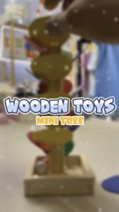 Hntob Wooden Tree Ball Run Track Game Toy DIY Mini Tree Baby Kids Interactive Learning Educational