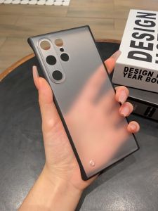 Ultra-Thin Frosted Frameless Silicone Edge Anti-Slip Fingerprint Proof Full Cover PC Half-Transparent Shell for Samsung S23 Ultra