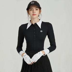 Black Long Sleeve Golf T-Shirt Womens Fashion Slimming Top Golf Set BG Ladies Clothing Sport/Yoga/Fitness/Golf Apparel