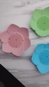 Khay Đựng Xà Phòng Hình Sen Bằng Silicon Chống Trượt Di Động Phụ Kiện Nhà Tắm Khay Xả Nước Cho Nhà Bếp Và Phòng Tắm