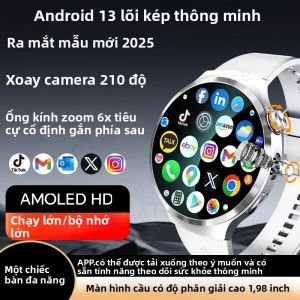 Đồng Hồ Thông Minh Với Màn Hình AMOLED 1.98 Inch 210 °   Camera Xoay GPS Theo Dõi Sức Khỏe Android 13.0 Dành Cho Nam RAM 4GB Bộ Nhớ 64GB
