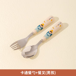 KAWASIMAYA Stainless Steel Spoon Fork Set for Children above 3 Years Old Cute Design Home Use High Aesthetic Value Soup Spoon