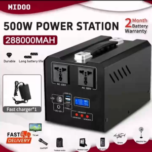 1000W/500W Portable Power Supply – Solar Generator with DC USB Output Fast Charging Station for Outdoor Home Backup